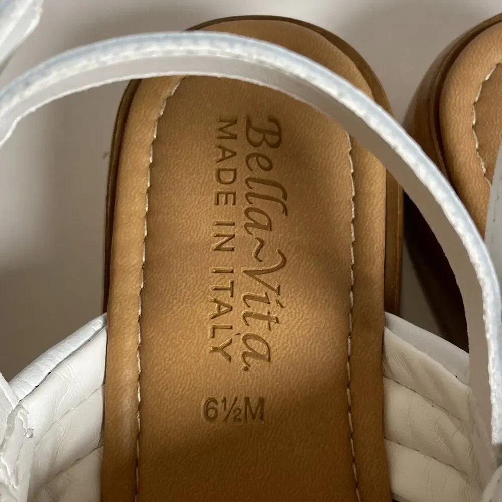 Bella Vita ODE Italy Platform Sandal White Leather Sz 6.5M